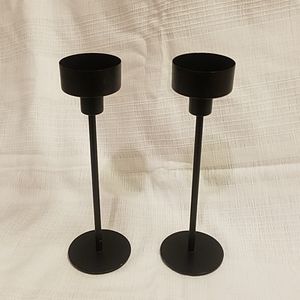 Mid Century Mod Black Metal Candle Holders